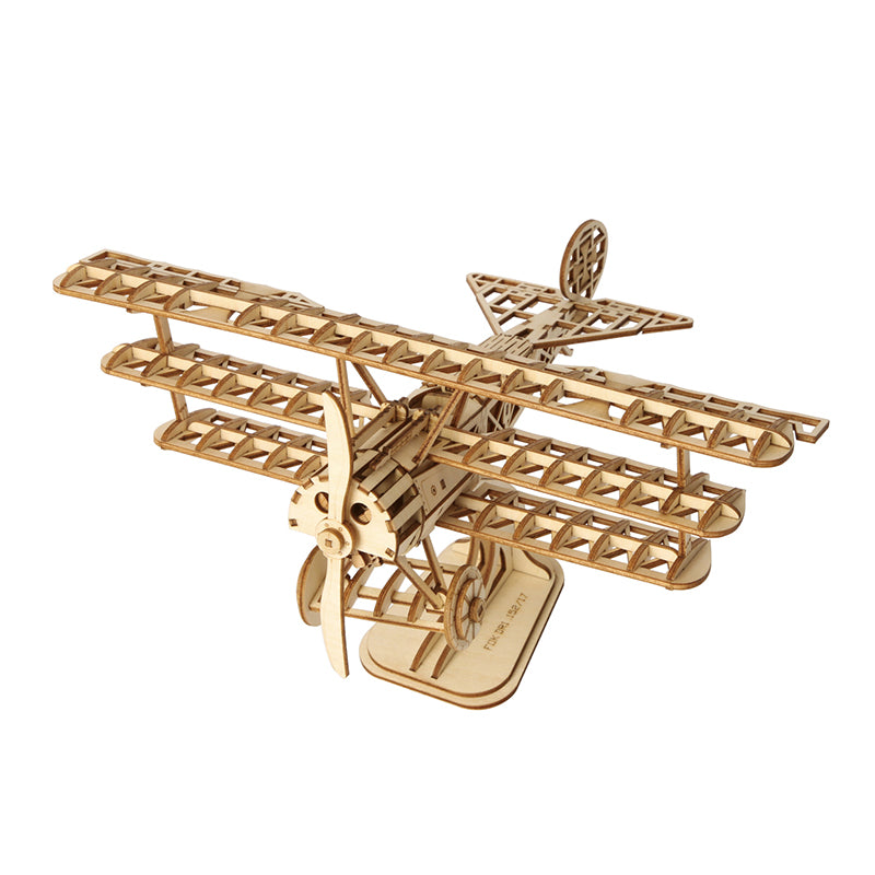 3D Wooden Assembly Puzzle Wood Craft Kit Bi-Plane Mode