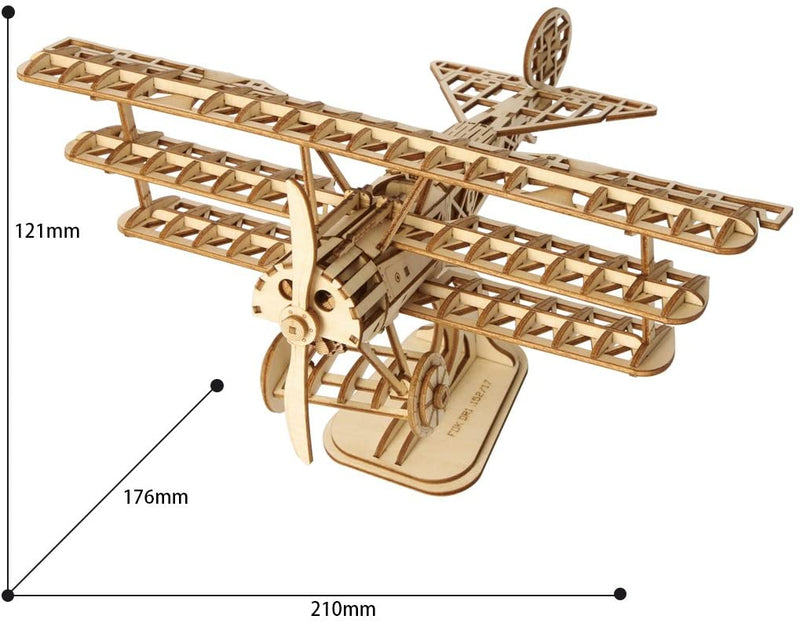3D Wooden Assembly Puzzle Wood Craft Kit Bi-Plane Mode