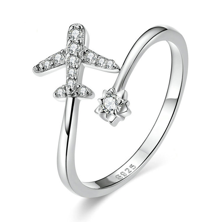 Adjustable Airplane Ring Sterling Silver