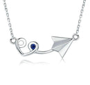 925 Sterling Silver Paper Plane Pendant Necklace